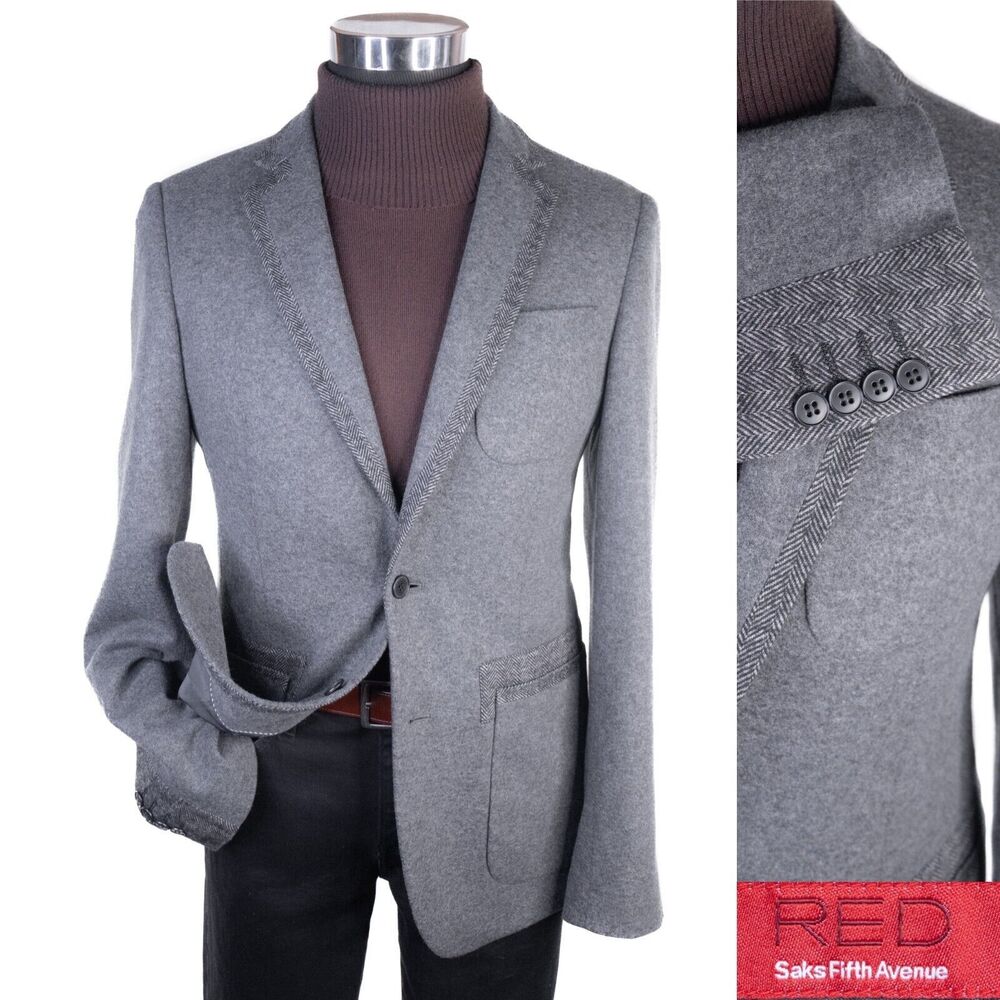RED Saks Fifth Avenue Sport Coat Mens M (40) Trim Fit Wool Blend 2-Button Jacket